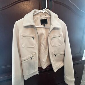 Banana Republic Cream Suede Zip Pocket Jacket XS